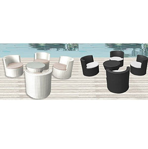 Bagno Italia Set 4 poltrone Bianco Marrone Scuro Cuscino Beige tavolino Rattan arredo Moderno Giardino Piscina Esterno I