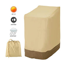 Maalr Copertura per Sedie da Giardino Impilabili, Copertura per Sedia Esterno Giardino Telo Impermeabile Antivento, Anti UV, in Tessuto Oxford 420D Resistente, 114 x 85 x 65CM (Beige 420D)