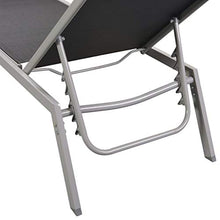 Goliraya Lettino Prendisole Reclinabile Acciaio e Textilene Nero,Sedia a Sdraio da Giardino Reclinabile in Acciaio,Lettino da Sole Reclinabile,Lettino da Giardino Reclinabile 200x58x32 cm