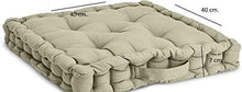Pagano Home Set di 2 Cuscini da Pavimento/Sedia 40x40x7 cm Cuscino di Seduta per Interno ed Esterno con Maniglia - Imbottitura Spessa - 100% Cotone (Beige, Set 2 Cuscini)
