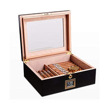 WY-YAN Cigar Humidor, Cigar Box umidificazione, Legno di Cedro Idratante Seal Good Mood, Good Life (Colore: Nero)