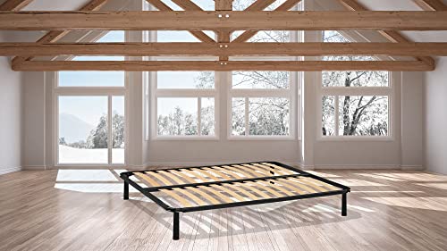 RETI GRITTI Letto A DOGHE Matrimoniale, nero, plastica, 160_x_190_cm