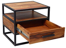 KADIMA Design Comodino Sheesham Legno Metalloo Industriale