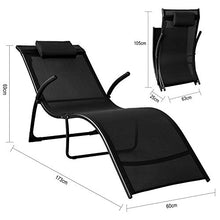 SoBuy Sdraio da Giardino Lettini Pieghevoli Poggiatesta Rimovibile 173 * 54 * 69CM Nero capacità di Supporto: 150 kg OGS45-SCH