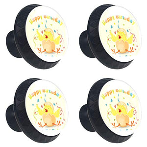 Set di 4 maniglie rotonde per armadio da cucina, credenza, cassettiera, cassettiera, con viti, per cucina, comò, armadietto, bagno, armadio, carino, carino, carino, giallo e coriandoli
