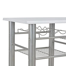 vidaXL Set da Bar 3 pz con Mensole Robusto Pratico Pieghevole con Portabottiglie Tavolo e Sgabelli in Legno e Acciaio Bianco e Argento