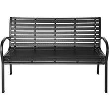 TecTake 403213 Panca da Giardino, Panchina per Parco, Acciaio Verniciato, Nera, 126 x 62 x 81,5cm