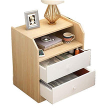 KANJJ-YU comodino in legno comodino comodino e comodino con accento per camera da letto e soggiorno, 2 cassetti (15,7 "x 13,3" x 51,8 cm) (colore: Beig