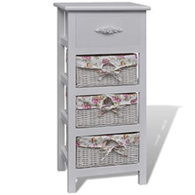 FAMIROSA Armadietto con 1 Cassetto e 3 Cestini Bianco in Legno Paulownia