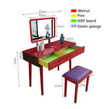 Toeletta con Specchio,Tavolo da Trucco con 2 Cassetti E Sgabello Imbottito,Tavolo da Toeletta Scrivania per Camera da Letto Piccolo Spazio Donne Regali-Noce 95x42x75cm(37x17x30inch)