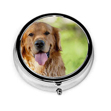 Scatola rotonda per medicina portatile, mini pillole in metallo, dispenser per pillole tascabili, borsa da viaggio, idea regalo per cani