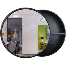 XM-MIRROR Armadietto Rotondo con Specchio da Bagno Armadio a Muro Armadio da Cucina Armadio da Cucina Armadio a Specchio da Bagno con Porta Scorrevole,Nero,50CM