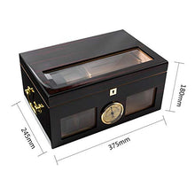 Minmin Cigar Box Legno di Cedro Piano vernice grande capacità di visualizzazione doppio vetro umidificatore Cigar Box di stoccaggio, 375x245x180mm accessori del sigaro (Size : 375x245x180mm)