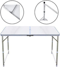 Tavolo da campeggio Powertools Tavolo pieghevole alluminio 120 cm Regolabile portatile a 3 altezza 70/62 / 55cm Tavolo da campeggio per interni ed esterni Festa di nozze Picnic Picnic Tavolo barbecue