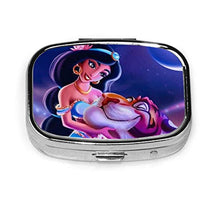 Scatola quadrata per pillole - portatile Jasmine Princess and Tiger Medicine Organizer titolare due scomparti portapillole