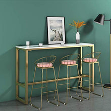 LWW Sgabelli, Casa elegante Décor Sgabelli | Bar Stool pranzo gambe delle sedie di velluto di metallo da cucina ristorante bar Sgabello alto con schienale basso, poggiapiedi,Rosa,Seduto altezza: 65cm