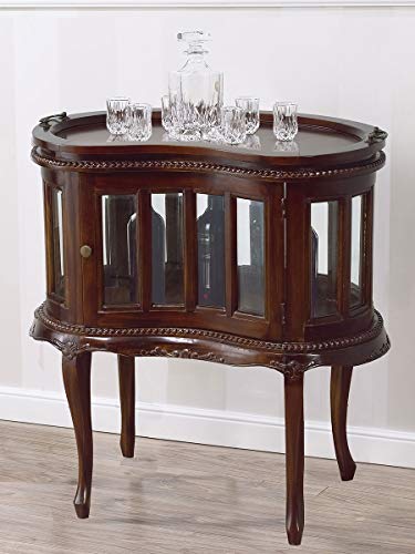 SIMONE GUARRACINO LUXURY DESIGN Tavolino Coloniale Fagiolo vetrina Bar portabottiglie Stile Inglese Noce