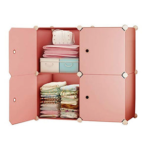 Locker Noleggio Scaffali Abbigliamento Home Camera A 4 Strati di Plastica Armadio Armadio Rimovibili Cube Bagagli Dormitorio Rosa 75X37X75CM MUMUJIN