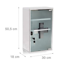 Relaxdays Armadietto Pronto Soccorso, Cassetta Medica, 3 Scomparti, Kit Medicinali, da Muro, 50,5x30x18 cm, Argentato, Argento, 1 pz