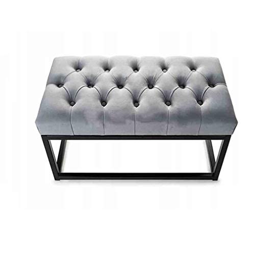 LXESWM Panca Ottomana Ingresso Cambio di Scarpe Panca Ottomana Bench Poggiapiedi Soggiorno Divano Sgabello Bedroom Sgabello in Ferro Battuto Base (Colore : Gray, Size : 80cm)