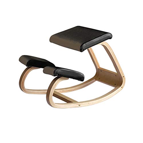Ergonomica Sedia ergonomica Regolabile Inginocchiare Stool Spessi Cuscini PU Confortevole per Office Home Computer Balancing Body Shaping Dolore alla Schiena Desk,Nero