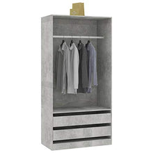 Irfora Armadio, Armadio per Ingresso, con 2 cassetti, in Truciolato 100x50x200 cm Grigio Cemento