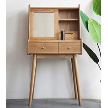 Camera Da Letto Tavolo Da Trucco Tavolo Cosmetici Per Le Donne,Legno Massello Tavolo Da Toeletta 2 Cassetti E Specchio,Scaffali Di Stoccaggio,Assemblaggio Facile-Naturale 66x43x122cm(26x17x48inch)