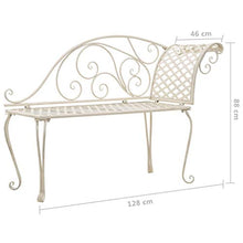 mewmewcat Sdraio da Giardino in Metallo Anticato Bianco 128 x 46 x 88 cm