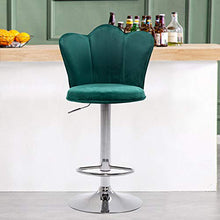 Sh. 2 Coppia Sgabelli da Bar Moderni Girevoli Sedia Cucina Alta con Schienale Quadrato Senza Braccioli Altezza Regolabile in Velluto,Verde
