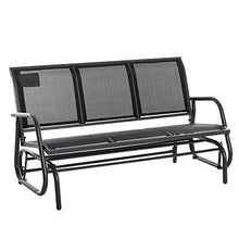 Dondolo 3 Posti da Giardino 151x75x85 cm in Metallo e Textilene Nero