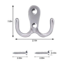 5 ganci doppi per accappatoio, in metallo, stile retrò, doppio appendiabiti per bagno, camera da letto, porta, parete con 10 viti (argento)