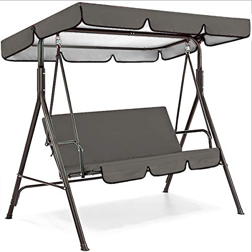 KINGEE Set di Copertura per Dondolo da Patio 3E 2 Posti, Superiore di Ricambio E Copertura, Dondolo Coperti da Giardino, Copertura Altalena da Terrazza Anti-UV 210D Oxford,Grigio,142×120×18cm