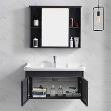 Set di Mobili da Bagno Simple Grey Bathroom Cabinet Combinato Armadio per lavabo a Muro Lavaggio a Muro Cabinet Set con Specchio (Color : Gray, Size : 48x81x48cm)