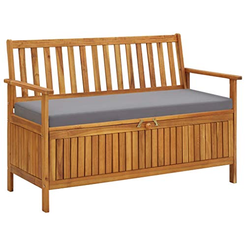 Panchina da giardino con vano portaoggetti, 120 cm, in legno di acacia