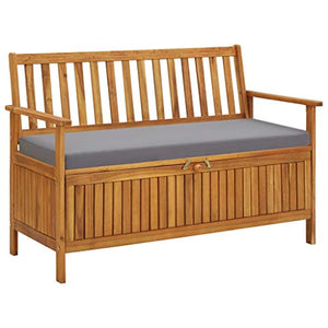 Panchina da giardino con vano portaoggetti, 120 cm, in legno di acacia