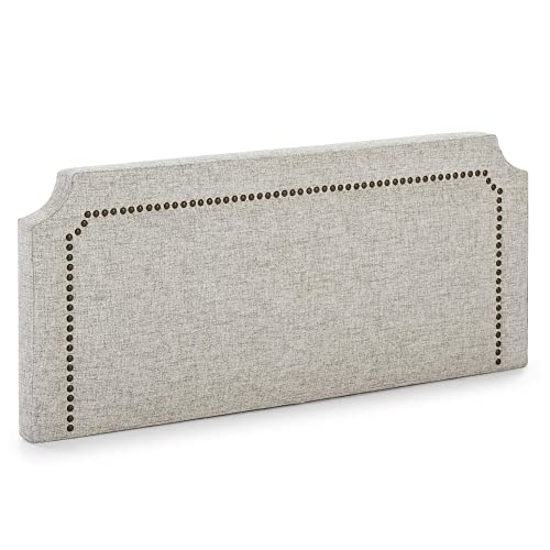 marcKonfort Testiera Letto con Rivestimento in Tela 140x60 cm Grigio, Bottoni Color Marrone, Spessore complessivo 8 cm