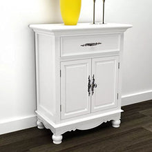 Lingjiushopping Armadietto Bianco in Legno con 2 Ante e 1 Cassetto Materiale: MDF e Legno di Pino (Struttura) + Ferro (Maniglia) Buffet e credenze