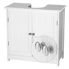WOLTU Mobile Sottolavabo per Bagno Mobiletto a Terra Sottolavandino Armadietto Bianco a Due Ante con Ripiani in MDF BZS02ws