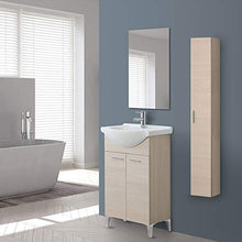 Composizione da Bagno 56x45 Moderna a Terra con Piedi Cromo Lucido - Completo di Specchio e Lavabo in Ceramica
