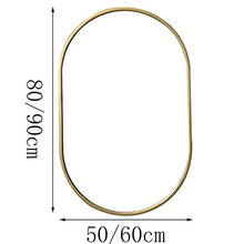 Specchio-specchio da bagno, specchio per il trucco ovale a parete, impermeabile, resistente all'ossidazione e alla corrosione, specchio argentato con immagini chiare/d'oro / 50×80 cm