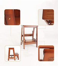 AGWa Sgabello pieghevole Ladder multifunzione a doppio uso 2/3 Scala, legno di gomma, 2 colori, 2 formati Scala Stool,Marrone,3 strati