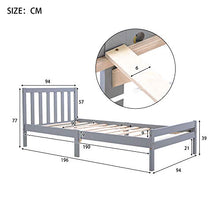 Struttura letto in legno, letto singolo, 90 x 190 cm, colore: grigio