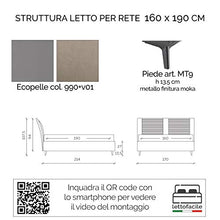 LettoFacile montalo in 30 Minuti - Letto Matrimoniale Onda Frame in Ecopelle Grigio/Beige - Struttura senza rete - Made in Italy (160 x 190 cm)