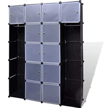 Armadietto Modulare, Armadietto in Moduli Plastici, Armadio Cubo Guardaroba Modulare con 14 Scomparti Mobiletto per Camera da Letto, Ingresso, 37x146x180.5 cm
