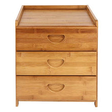 Comodino in bambù con 3 cassetti, comodino laterale da letto, divano per soggiorno, camera da letto, soggiorno, 36 x 31 x 40 cm