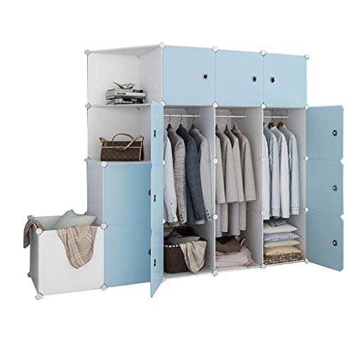 Locker 5-Gitter Armadio Sporchi Abbigliamento Benna 3-Hanging di Plastica Scaffali 14 Porte Abbigliamento Home Camera Blu 183X47X147CM MUMUJIN