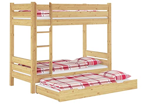 Erst-Holz Letto a Castello Anche per Adulti 90x200 con materassi e cassettone 3° Letto 60.16-09T100MS7M
