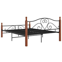 200 x 140 cm Struttura Letto Matrimoniale in Metallo,Piattaforma Letto Matrimoniale,Supporto Resistente per Letto,Giroletto per Adulto, Montaggio Facile,Nero e Legno Scuro