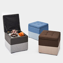 SHOP YJX Piedi Sgabello Scatola di immagazzinaggio Cubo Pouf Divano Sgabello Ottomano quadrato, Rivestimento in lino sfoderabile Sedile Imbottito Poggiapiedi per soggiorno Corridoio, 40x40x40cm, Marro