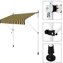 BAKAJI Tenda da Sole Balcone con Gambe di Supporto Regolabili Installazione ad Incastro Parasole Avvolgibile Esterno Giardino a Manovella Telaio in Alluminio Dimensione 250 x 185 cm (Giallo Blu)